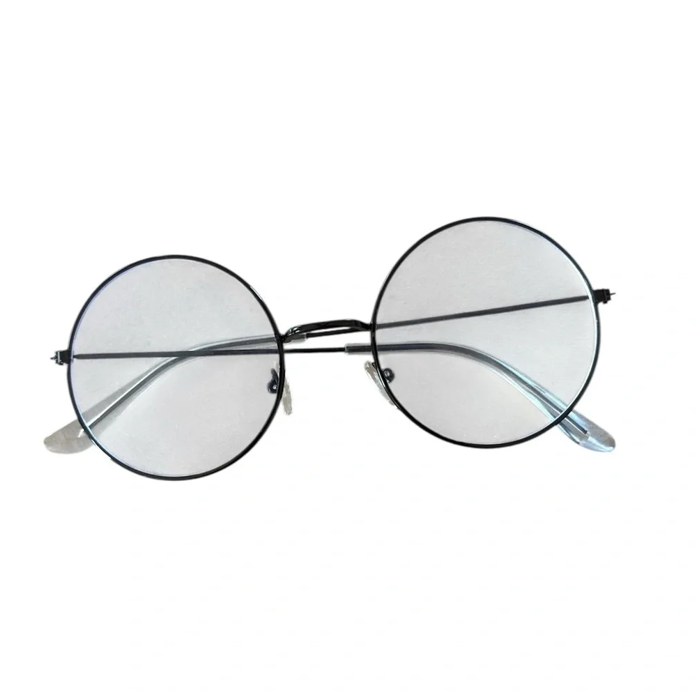 Oversized Black metal frame clear lens blue light blocking glasses